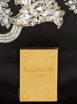 Women Balmain 1945 Soft Embroidered Satin Clutch