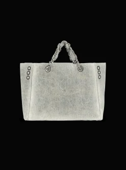 Women Balmain 1945 Soft Faded Denim Tote Bag