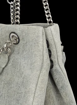 Women Balmain 1945 Soft Faded Denim Tote Bag