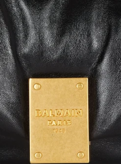 Women Balmain 1945 Soft Hobo Bag In Crinkled Leather