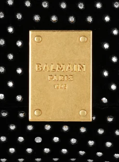 Women Balmain 1945 Soft Mini Velvet And Crystal Bag