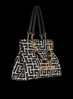 Women Balmain 1945 Soft Monogrammed Jacquard Tote Bag