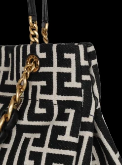 Women Balmain 1945 Soft Monogrammed Jacquard Tote Bag