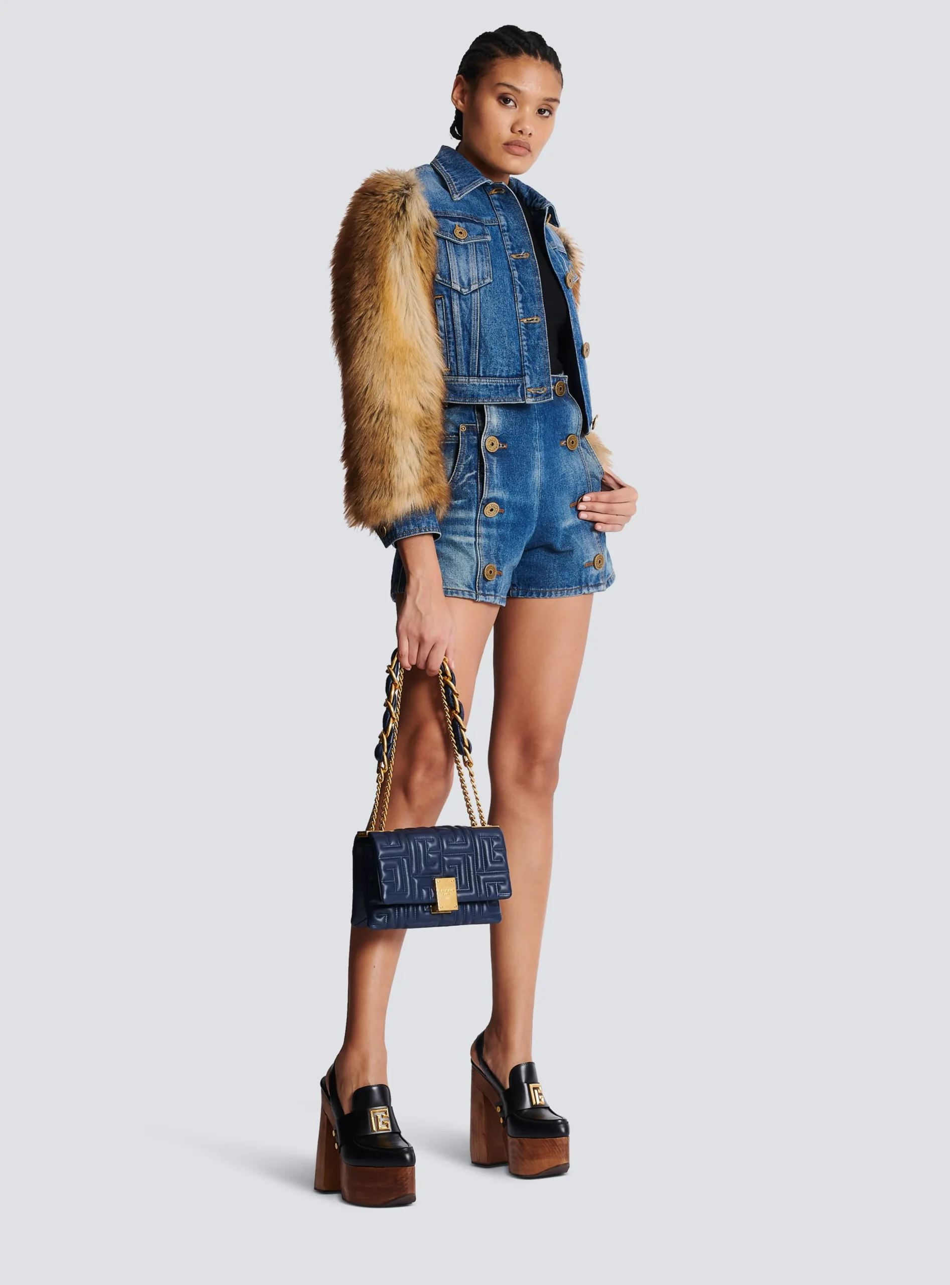 Women Balmain 1945 Soft Smooth Leather Bag