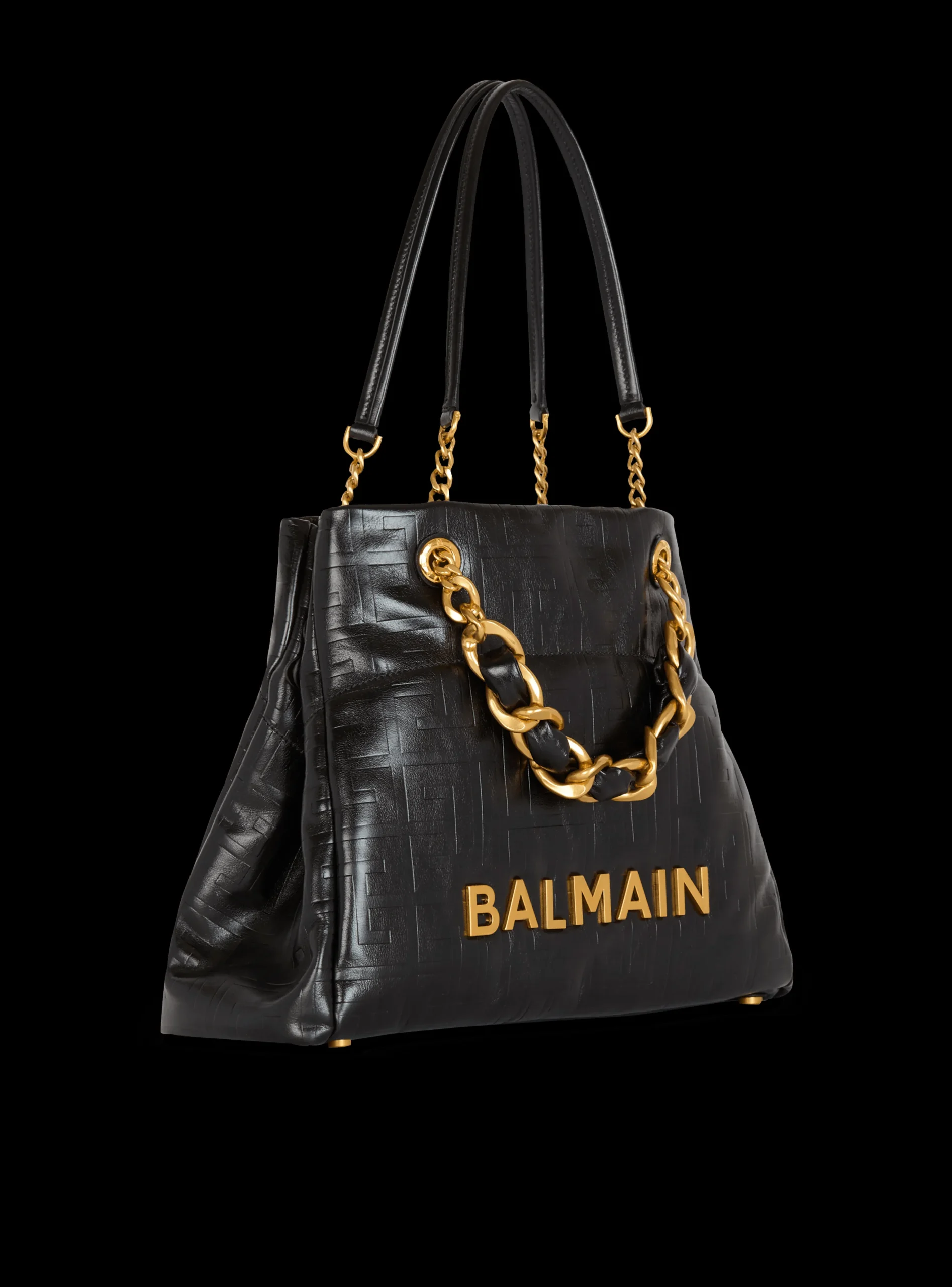 Balmain 1945 Soft Tote Bag In Crackled Calfskin