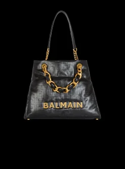 Balmain 1945 Soft Tote Bag In Crackled Calfskin