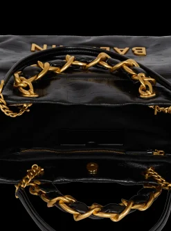 Balmain 1945 Soft Tote Bag In Crackled Calfskin
