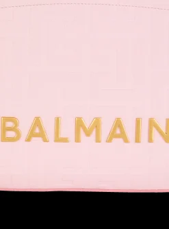 Women Balmain 1945 Soft Tote Bag In Embossed Grained Calfskin With A PB Labyrinth Monogram