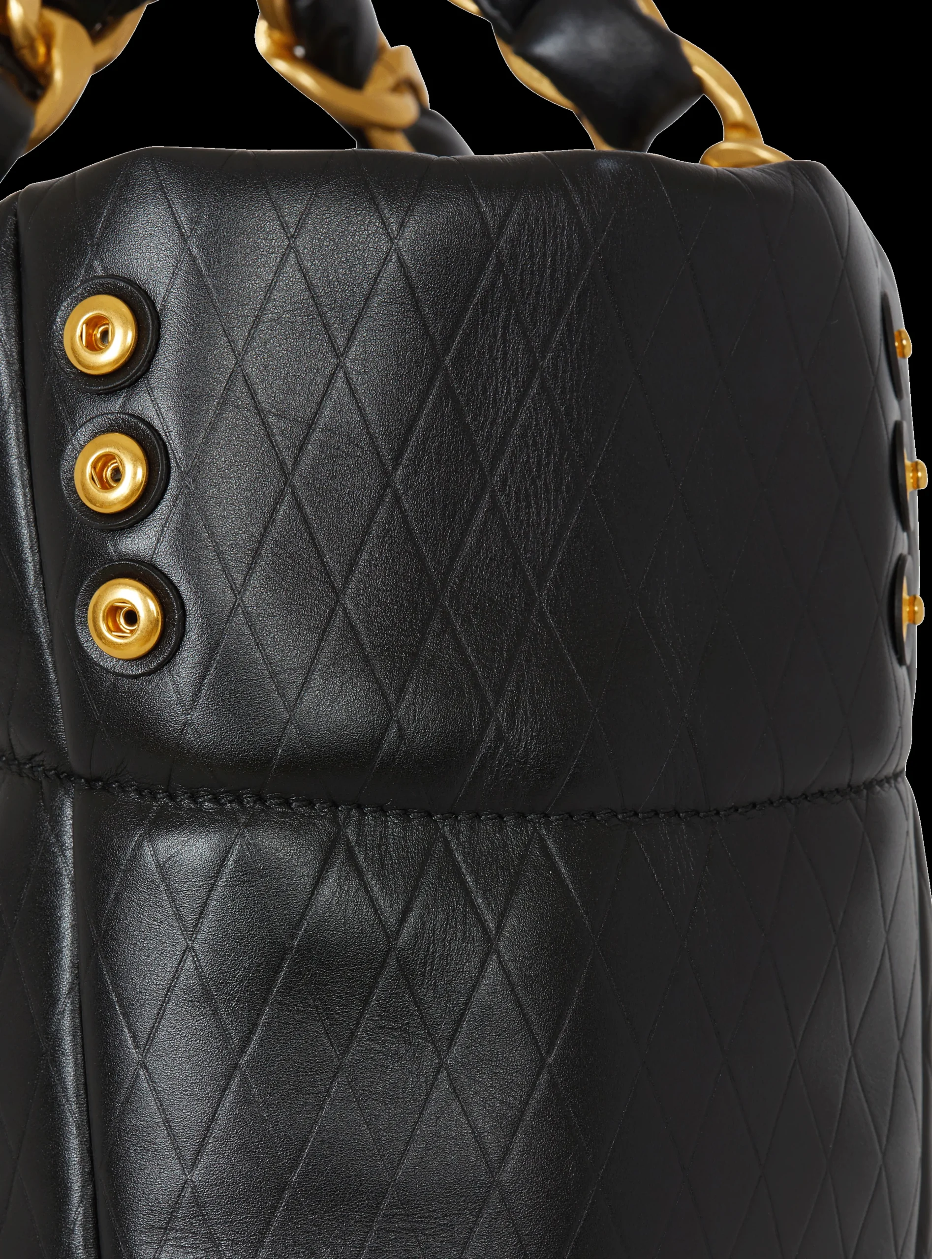 Women Balmain 1945 Soft Tote Bag In Embossed Calfskin With A Grid Motif