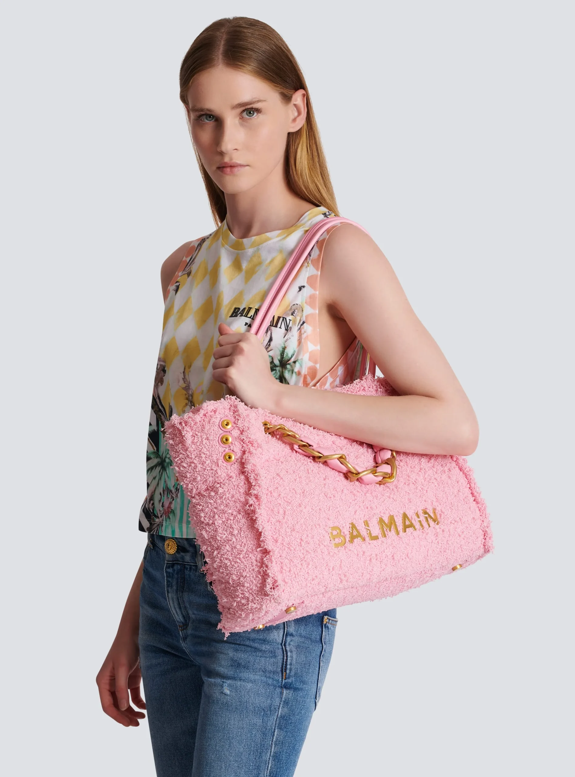 Women Balmain 1945 Soft Tweed Tote Bag