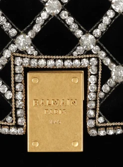 Women Balmain 1945 Soft Velvet And Pearl Clutch