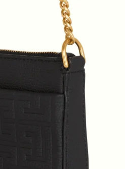 Women Balmain 1945 Soft Zipped Mini Bag In Embossed Grained Calfskin With A PB Labyrinth Monogram