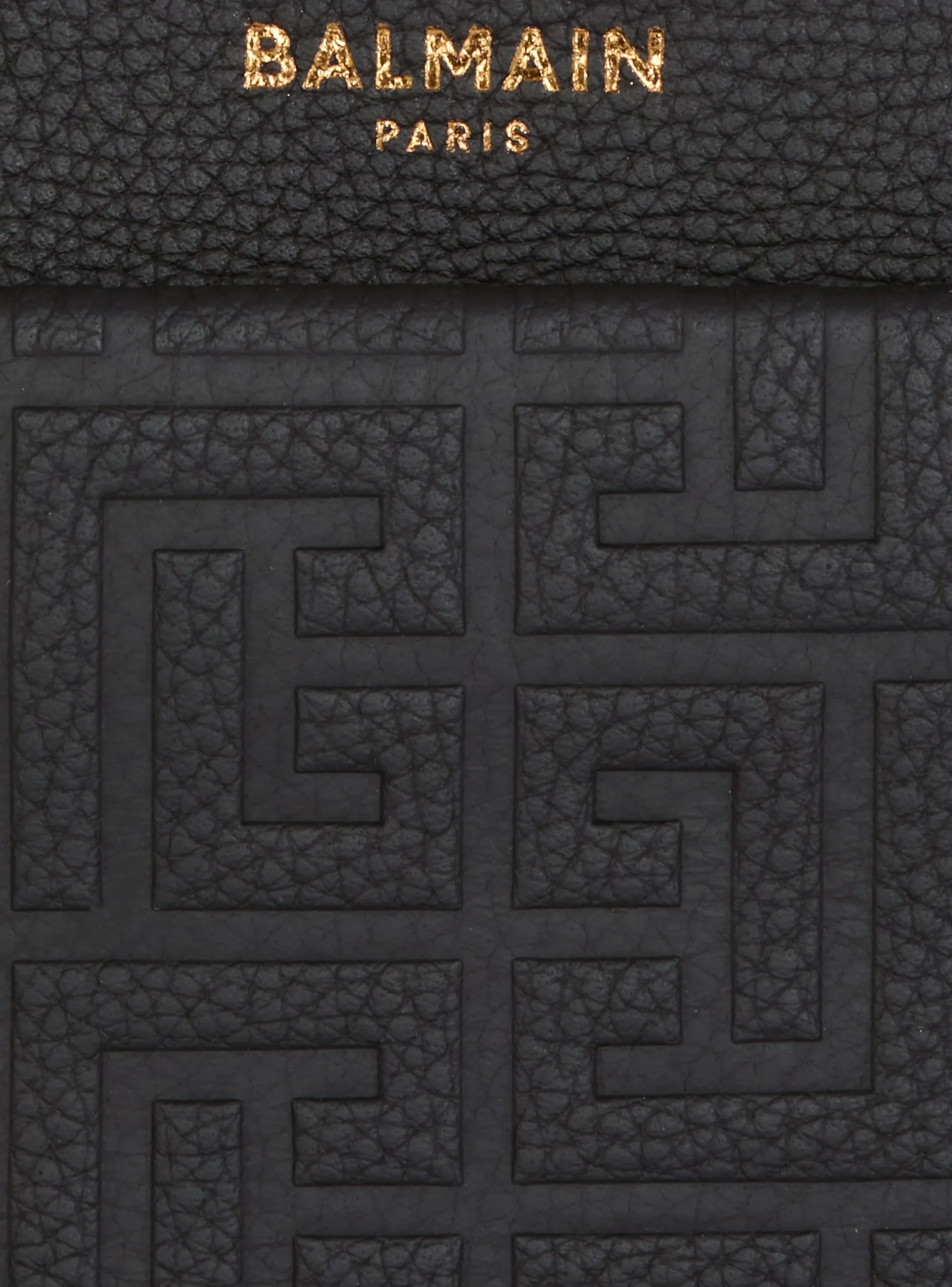 Women Balmain 1945 Soft Zipped Mini Bag In Embossed Grained Calfskin With A PB Labyrinth Monogram
