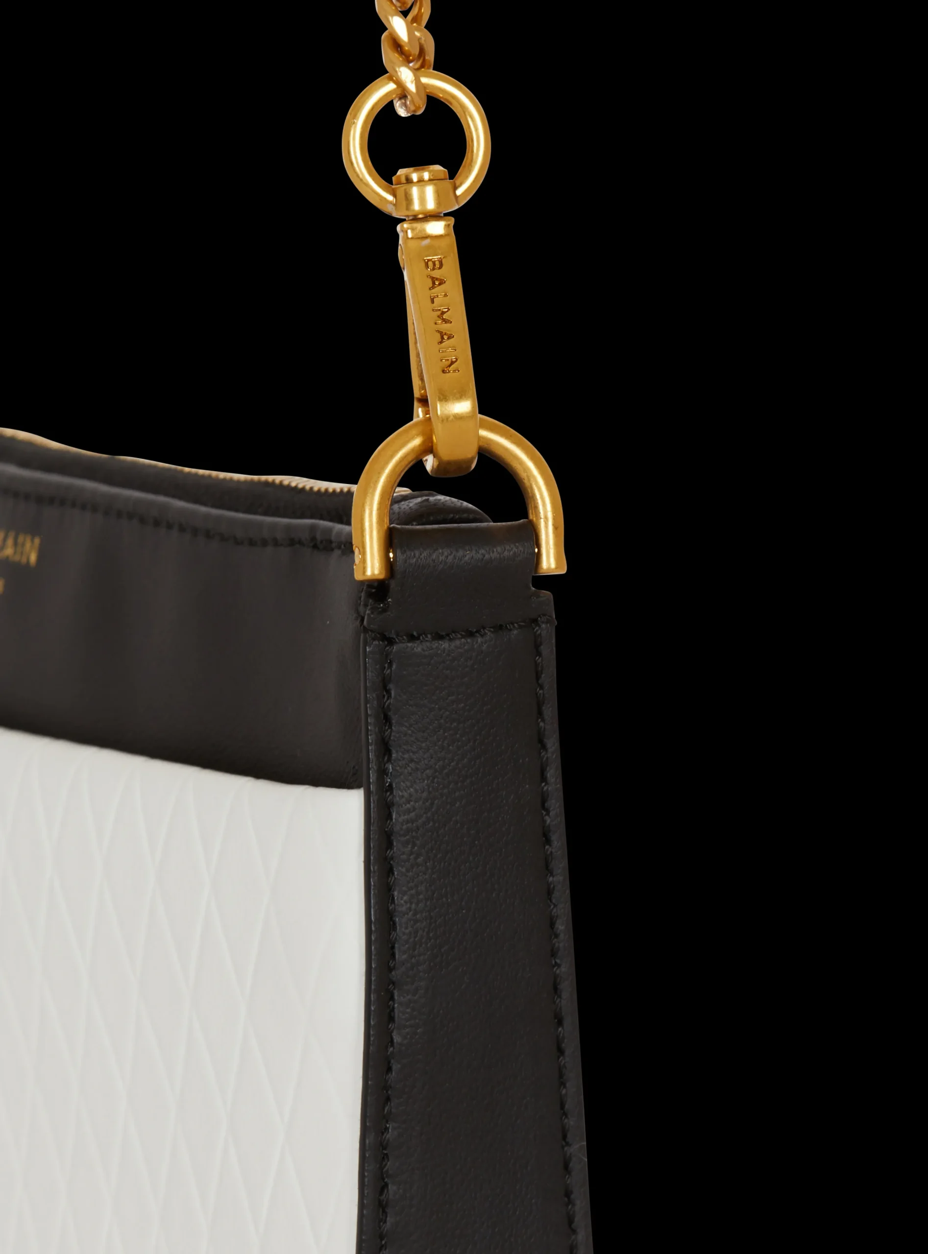 Women Balmain 1945 Soft Zipped Mini Bag In Embossed Leather
