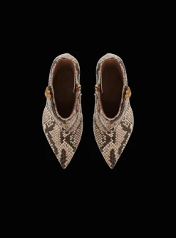 Women Balmain Alma Snakeskin-effect Leather Ankle Boots