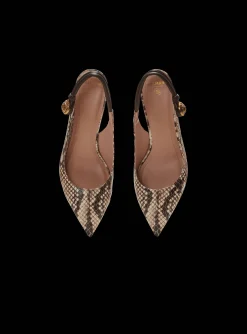 Women Balmain Alma Snakeskin-effect Leather Slingbacks