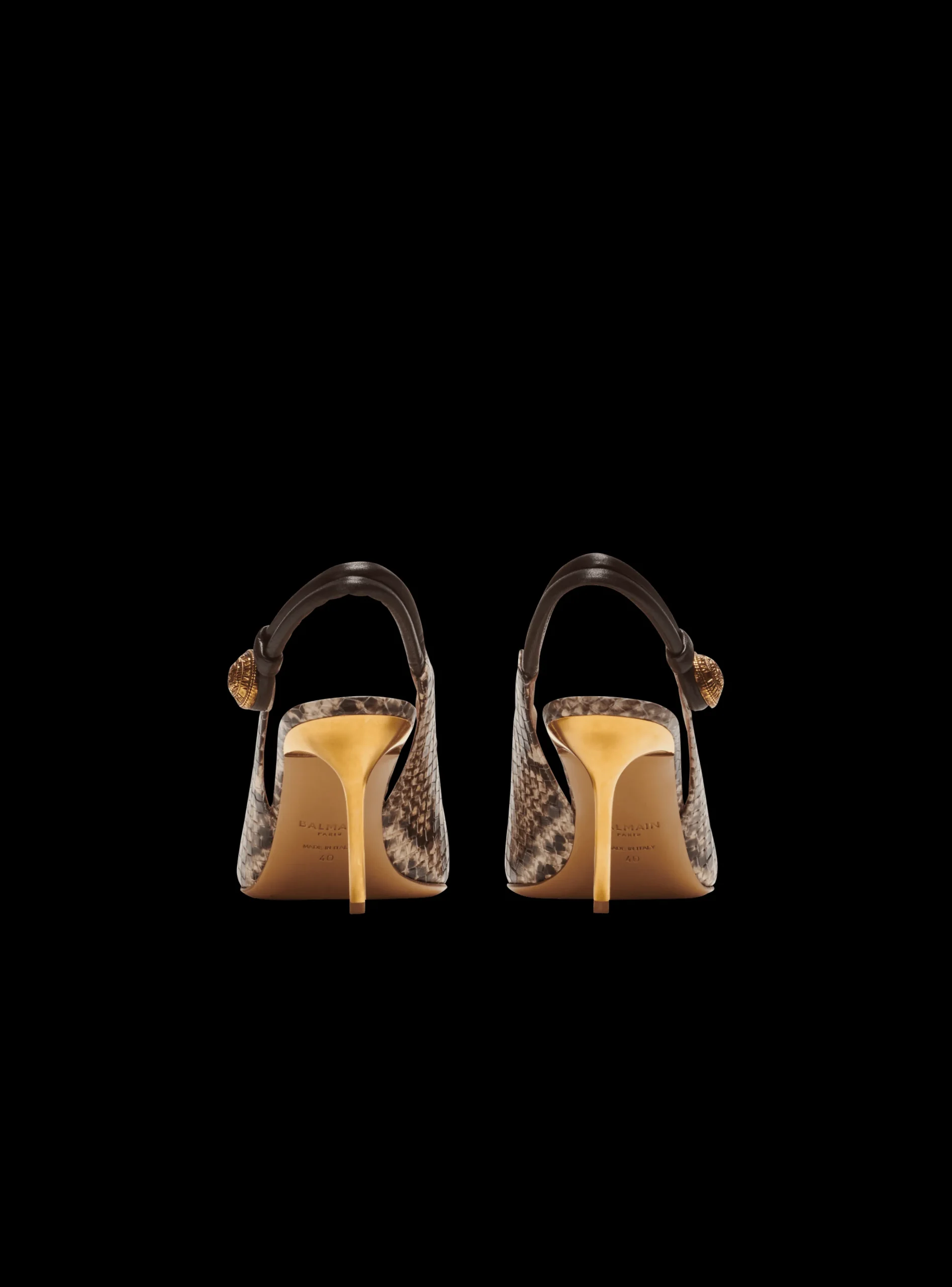 Women Balmain Alma Snakeskin-effect Leather Slingbacks