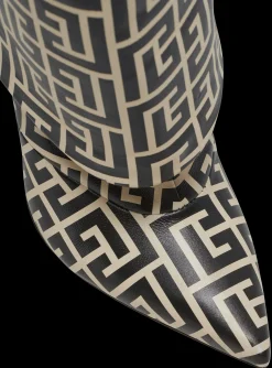 Women Balmain Ariel Monogrammed Leather Boots