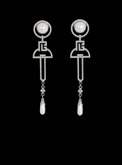 Women Balmain Art Deco Pendant Earrings