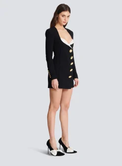 Women Balmain Asymmetric Crepe Buttoned Dress