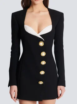 Women Balmain Asymmetric Crepe Buttoned Dress