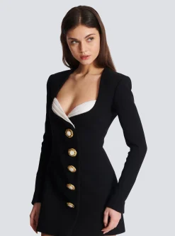 Women Balmain Asymmetric Crepe Buttoned Dress