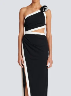 Women Balmain Asymmetric Dress With Rose Detail
