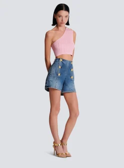Women Balmain Asymmetric Knit Top With Buttons