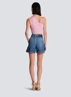 Women Balmain Asymmetric Knit Top With Buttons