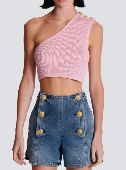 Women Balmain Asymmetric Knit Top With Buttons