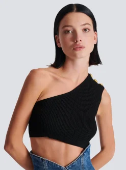 Women Balmain Asymmetric Knit Top With Buttons