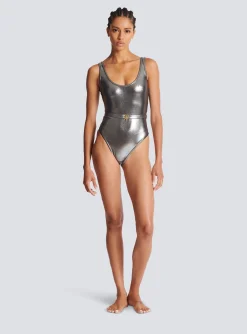 Women Balmain B Metallic Swimsuit