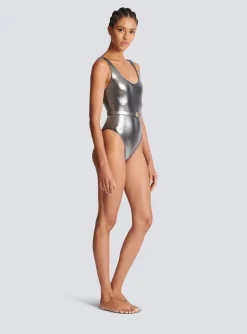 Women Balmain B Metallic Swimsuit
