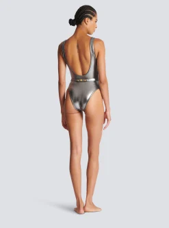 Women Balmain B Metallic Swimsuit