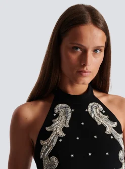 Women Balmain Backless Baroque Embroidered Top