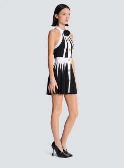 Women Balmain Backless Knit Dress With Rose Detail
