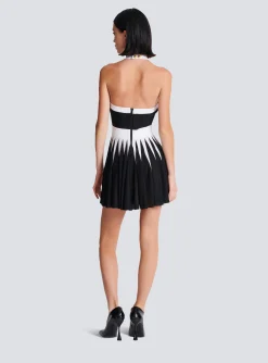 Women Balmain Backless Knit Dress With Rose Detail