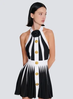 Women Balmain Backless Knit Dress With Rose Detail