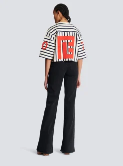 Women Balmain Baseball Cropped T-Shirt
