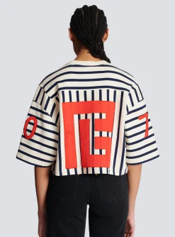 Women Balmain Baseball Cropped T-Shirt