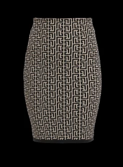 Women Balmain Bicolor Jacquard Knit Skirt