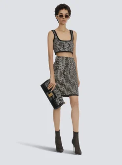 Women Balmain Bicolor Jacquard Knit Skirt