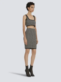 Women Balmain Bicolor Jacquard Knit Skirt