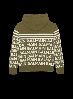 Kids/BOY Balmain Fine Knit Hooded Sweatshirt