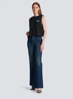 Women Balmain Flocked Tank Top