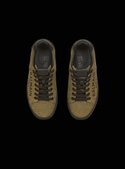 Balmain Logo Print Canvas B-Court Sneakers
