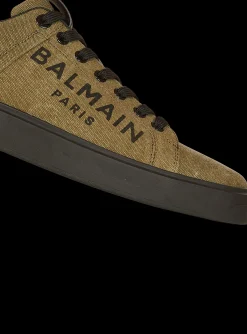 Balmain Logo Print Canvas B-Court Sneakers
