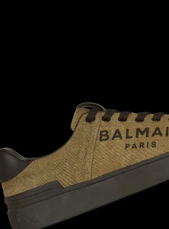 Balmain Logo Print Canvas B-Court Sneakers