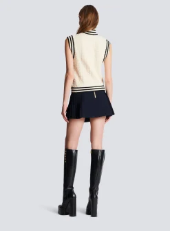 Women Balmain Monogrammed Bouclette Knit Top