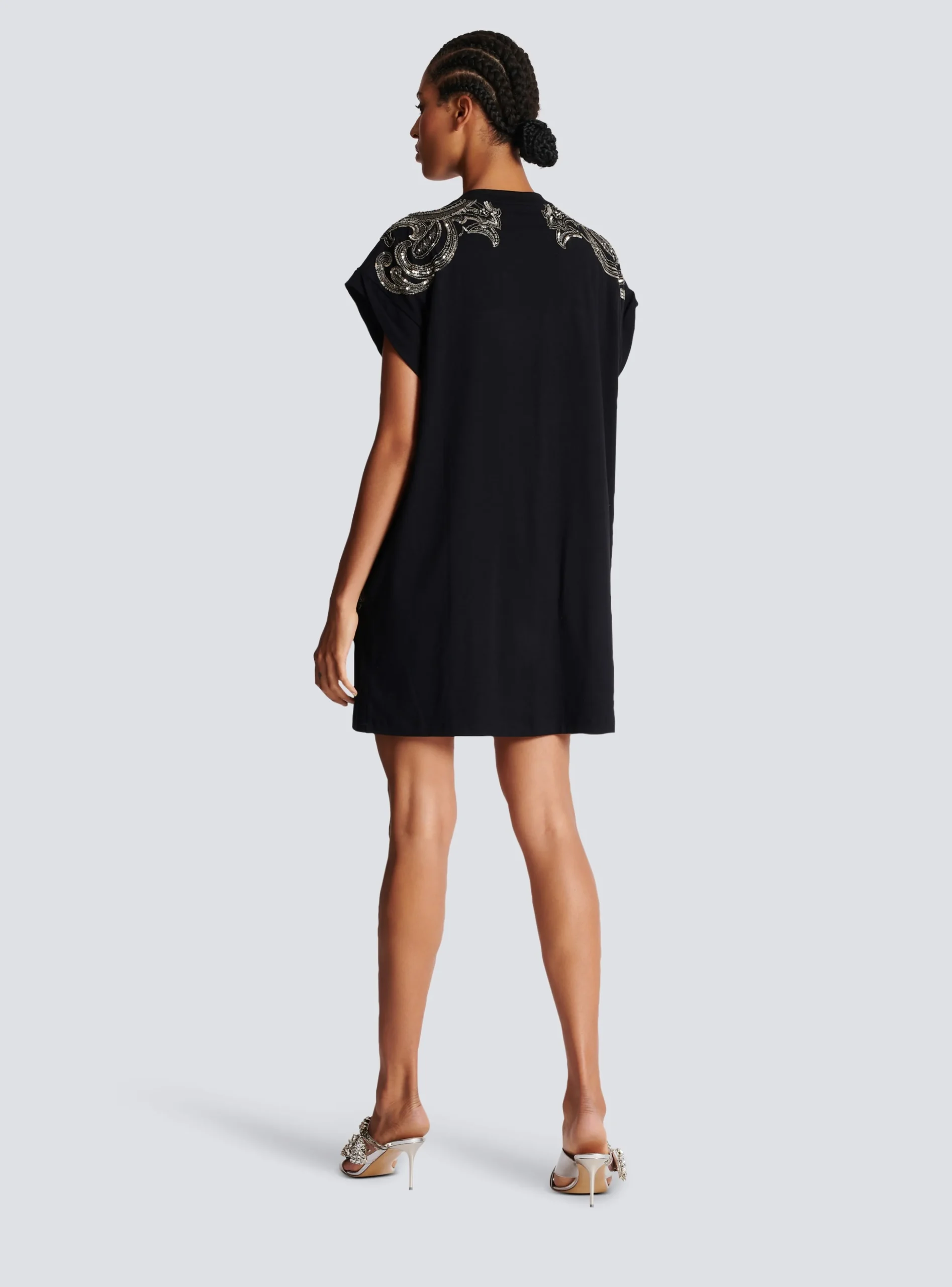 Women Balmain Signature Chain Embroidered T-shirt Dress